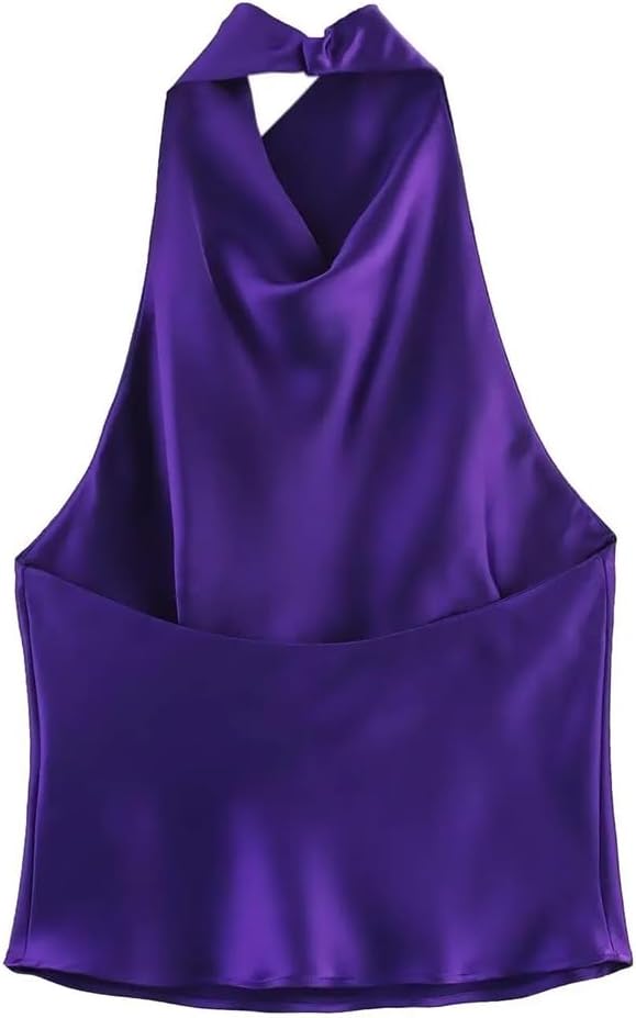Women's Summer Set Sleeveless Backless Neck Mounted Top Long Split Skirt Slim Fit Set