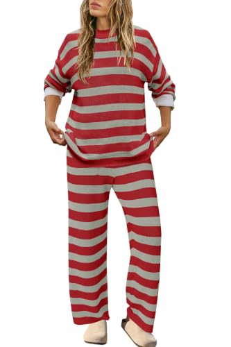 Image of SENSERISE Womens Striped Set Sweater Lounge Sets