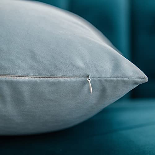Dezene Throw Pillow Cases 18X18 Light-Blue: 2 Pack Cozy Soft Velvet Square Decorative Pillow Covers For Farmhouse Home Decor #TOP1
