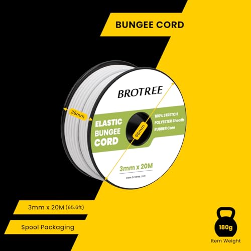 Brotree Elastic Cord Bungee Cord 3mm x 20m Elastic String Rope for DIY Crafts, Sewing, Beading, Jewellery, Necklace, Bracelet - Image 2