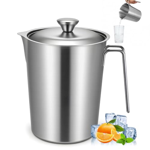 Jarra medidora de acero inoxidable 304 de 1 litro con tapa miniatura 1
