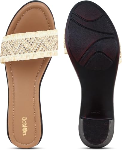 Image of Action Women's Knitted Mule Sandals| Block Heel 10cm| Peep-Toe Design Beige