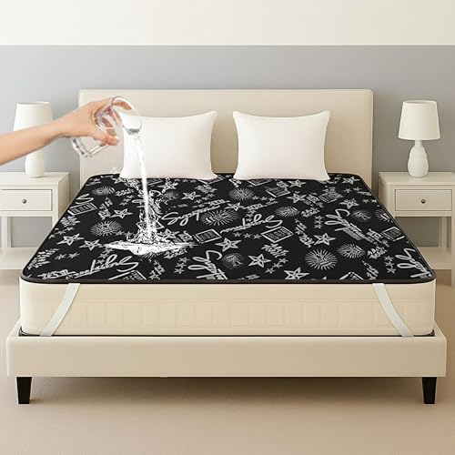 Image of PVC Waterproof Mattress Protector | 100% Waterproof Fitted Bed Cover | Soft, Breathable & Hypoallergenic | Protects Against Spills, Sweat, Dust & Stains | (Signature Black, 72 inchx72 inch)