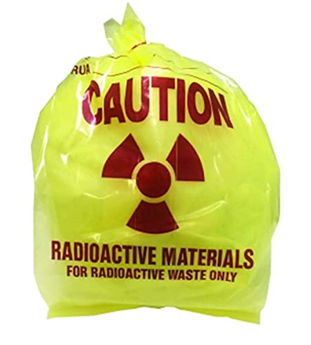 Research Products International Radioactive Waste Disposal Bags, 3 Mil Thick, 11 x 11 x 30 Inches, Yellow Tint, Pre-Printed with Caution Message, 100 per Package - RPI