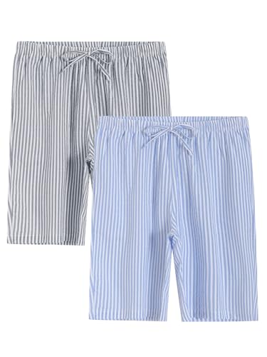 Image of Latuza Women's Cotton Bermuda Long Pajama Shorts Seersucker PJ Sleep Shorts