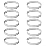 Oniissy Juego de 10 anillos perforados para tartas con moldes de acero inoxidable de 5/6/7/8 cm para tartas de mousse y postres en capas, color plateado (6 cm)