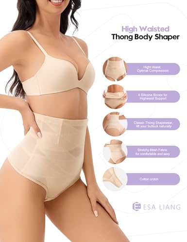 Esa Liang Thong Shapewear for Women Tummy Control High Waisted Thong Panties Seamless Body Shaper Girdle Underwear3