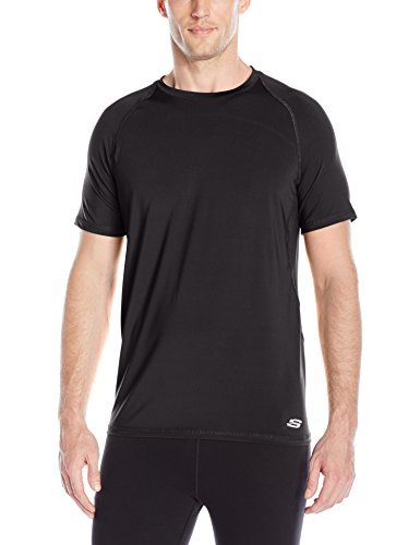 Skechers Men's Short Sleeve Sport Top, Black, Large