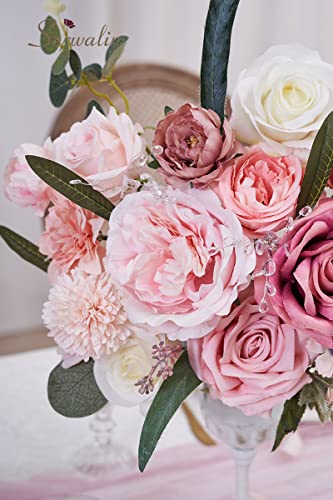 Serwalin Fake Flowers Artificial Pink Flowers Wedding Spring Roses Silk Flowers For Decoration Diy Craft Combo Cake Flowers Home Decor Boho Centerpieces Baby Shower Bridal Bouquet Valentine #TOP7