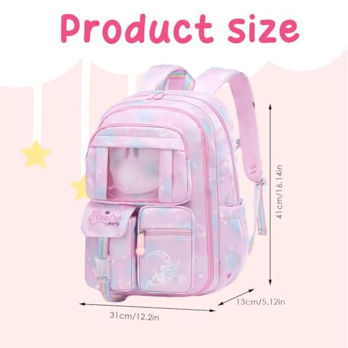 LUXONIX Cute Bow Cartoon Backpack Pink 18 Inch - Image 2