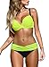 EVALESS Women Shoulder Strappy Push up Padded Two Piece Bikini Swimsuit Medium Size Yellow