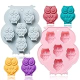 2 Pack Mini Chocolate Mold Owl Shape Silicone Mold for Candy Gummy Jello Ice Cube Crayon Melt Biscuits, Cake Decoration Soap Molds Silicone Baking Mold Making Kit, Lovely & Fun for Kids