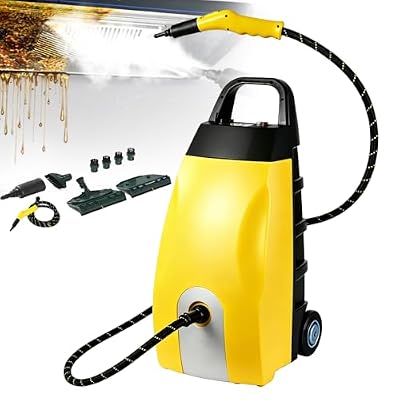 Multipurpose High Pressure Steam Cleaner, Heavy-Duty Portable Steamer with Tank & 6 Accessories, Ideal for Home Kitchen Car Upholstery Tile Grout AC Cleaning Yellow