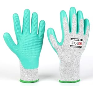 HAUSHOF Gardening Gloves Thorn Proof 3-Pairs Work Gloves, Breathable Garden Gloves Latex Coated with Texture for Women and Men Yard Work, Medium Size Medium (Pack of 3)