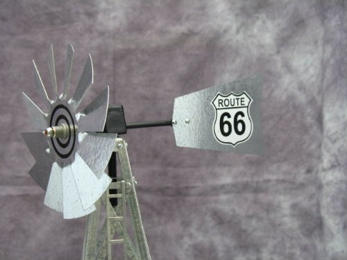 Mini 17 Inch Made In The Usa Windmill-Galvanized Steel Black & White Trim - Route 66 Tail #TOP19