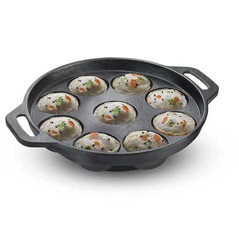 Prestige Cast Iron Cookware Black Paniyarakkal 20cm Even Heat