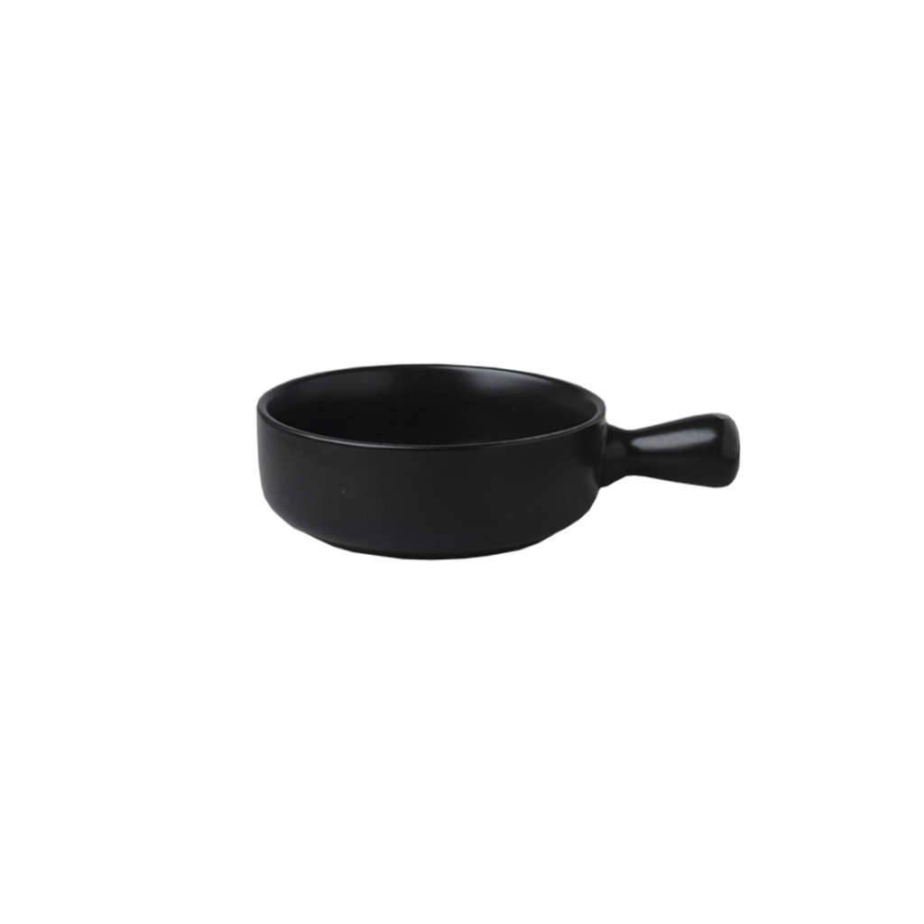 Soup Bowl with Handle Kitchen, 560ML Soup Bowls in China Porcelain Ceramic Oven Microwaveable Microwave Safe Japanese-Style Solid Color for Baking Tray Breakfast Fruit Salad-Black