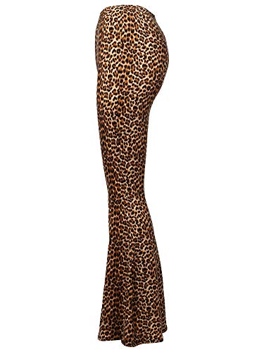 Ssoulm Women'S Stretchy Wide Leg High Waist Bell Bottom Flare Pants Leopard M thumb #3