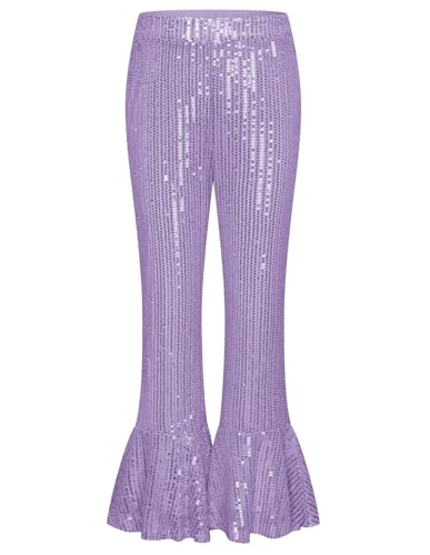 Image of GRACE KARIN Girls Sequin Pants Sparke Trouser Glitter Dance Bell Bottoms 5-14