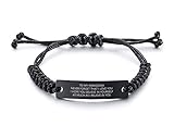 MEALGUET to My Grandson Bracelet Always Remember You are Braver Engraved Adjust Cord Braided ID Bracelet Graduation Birthday Gift to Son from Grandfather