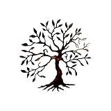 Metall Baum des Lebens Wanddekoration 50 cm Silhouette Kunst für Geschenk Innen Außen Garten Haus Dekoration Family Wall Art Geometrische Ornamente Minimalistische Wandkunst 50 cm (Schwarz)