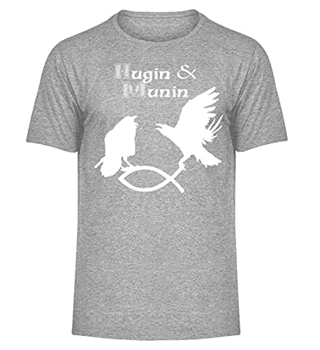 T-shirt Hugin & Munin gris heather sport corbeau et poisson L