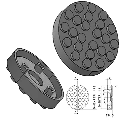JOMAFA - JUEGO DE 4 TACOS DE GOMA PARA ELEVADORES DE COCHE DE 120 mm DIAMETRO UNIVERSAL PARA ELEVADORES RAVAGLIOLI, SPACE, BUTLER y otros