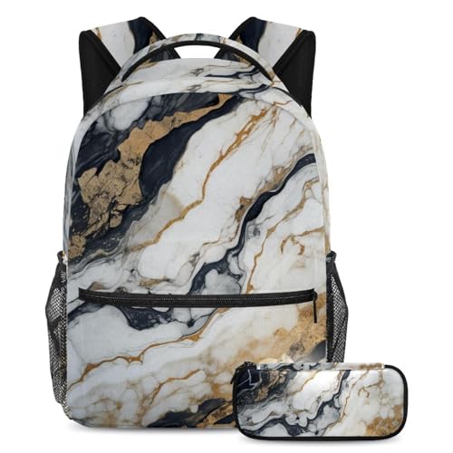Sac à dos marbre 2 pièces grand format pour la rentrée scolaire