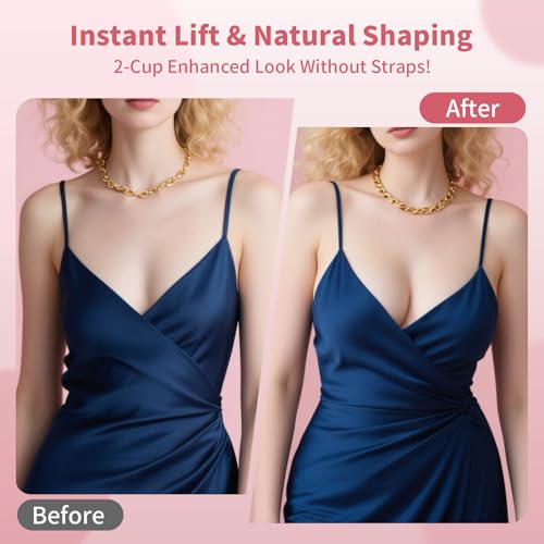 Image of Invisible Sticky Bra Push Up, Double Sided Sticky Bra, Reusable Adhesive Bra Inserts for Women Bikini Wedding Dress