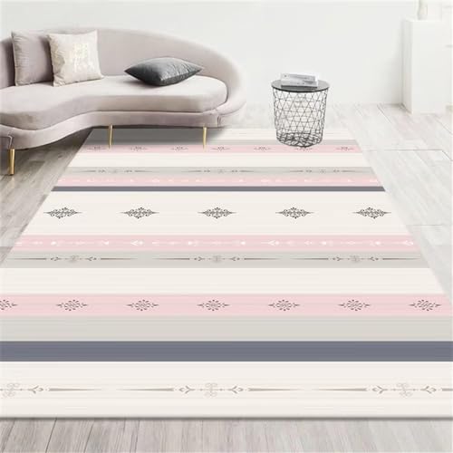 Tapis chambre gamer rose et géométrique 50x80cm