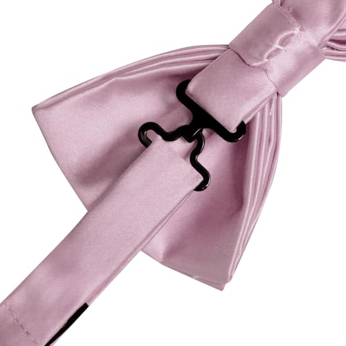 Image of Solid Color Bow Ties for Men Silk Pre-tied Tuxedo Bowtie Set 4PCS | Pre-tied in 3 seconds,adjustable 4PCS bow tie and pocket square cufflinks lapel pin set,wedding,formal,party,prom,graduation