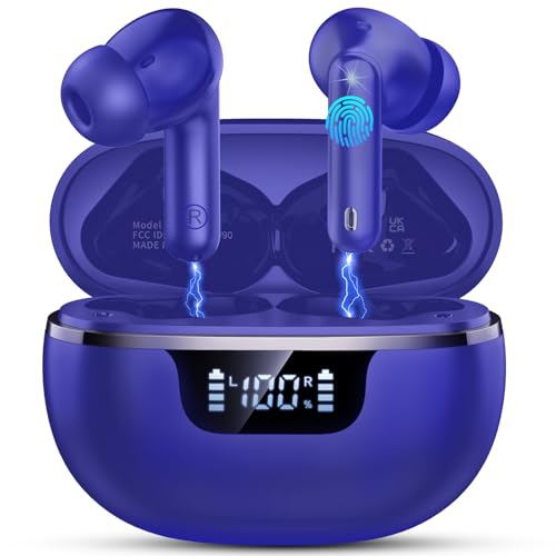 Image of Wireless Earbuds, Bluetooth 5.4 Headphones 50H Playtime Ear Buds Earphones | IP7 Waterproof with 4 ENC Mics, HiFi Deep Bass, LED Display Fast Charging, 2026 in-Ear Headphones for Sports & Outdoor