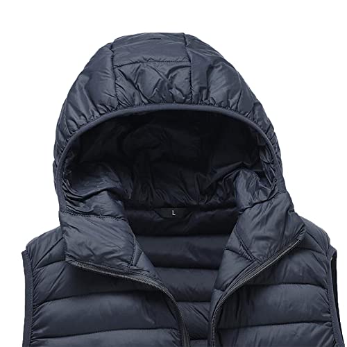 tuduoms Mens Warm Hooded Vests Ultra Light Quilted Puffer Vest Winter Packable Gilet Zipper Sleeveless Jacket Coat Outerwear3