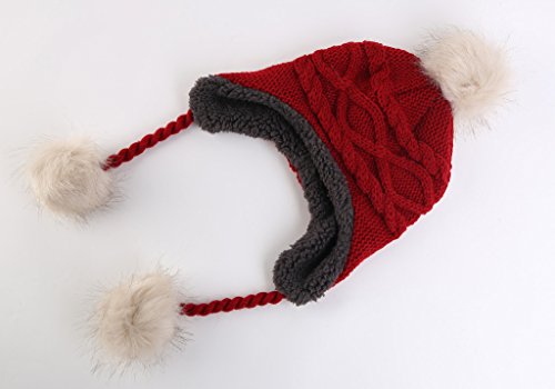 Home Prefer Girls Sherpa Earflaps Hat Kids Winter Hat Beanie Fuzzy Peruvian Hat Baby Toddler Girls Pom Beanie4
