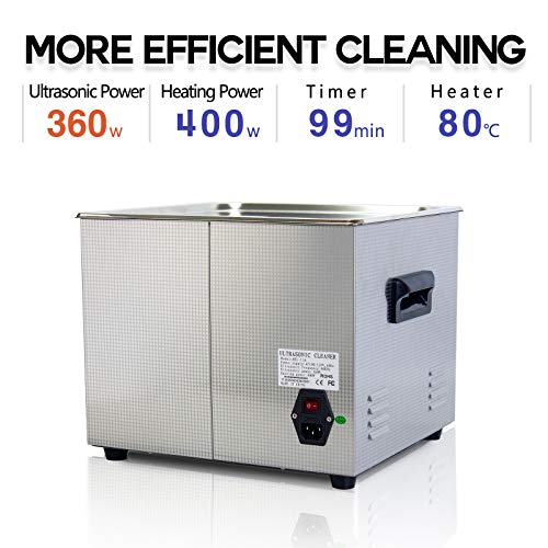 ONEZILI Ultrasonic Cleaner 15L, 360W Power Ultrasonic Parts Cleaner with Heater and Basket for Cleaning Carburetors Guns Bullets Brass Metal Parts, Professional Ultrasonic Bath Machine for Men