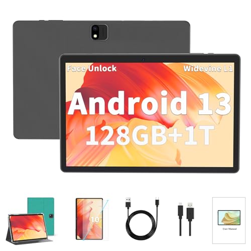 NORTH BISON Android Tablet, 10.1 Inch Android 13 Tablet, 6GB RAM 128GB ROM, 1TB Expand, Tablet with 8000mAh Long Battery,Tablet with Dual Camera, WiFi, Bluetooth, HD Touch Screen, GMS Certified-Green