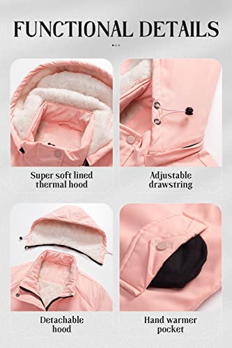 Chrisuno Women'S Winter Jacket Heavyweight Long Thickened Hooded Soft Sherpa Waterproof Puffy Coat Pink 2Xl thumb #5