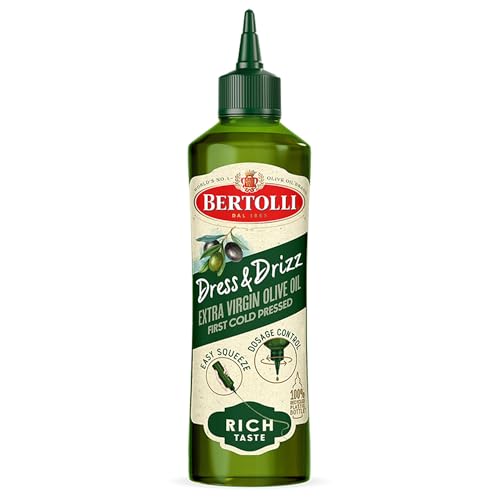 Bertolli Extra Virgin Dress & Drizz Intense Flavor, Perfect for salad dressings, marinades, and bread dipping, Naturally Gluten Free, Non-Allergenic, Non-GMO, 15.5 oz, single bottle