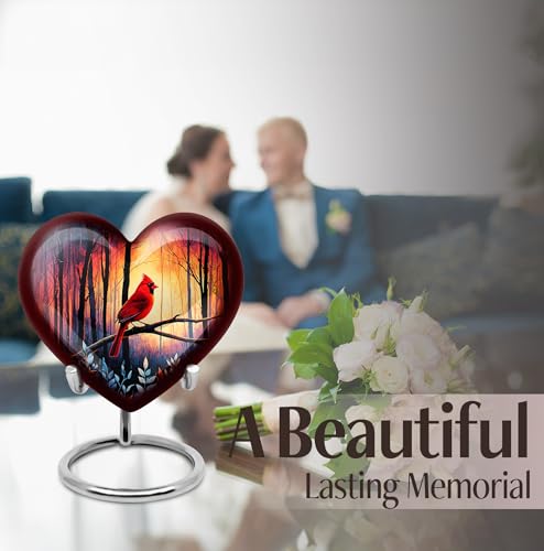 Image of Cardinal Bird Urn for Human Ashes Adult Male & Female 1 Large & 4 Small | Small Cremation Urns, Unique for Ash, Burial Urns