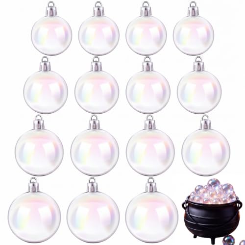 Kathfly 16 Pcs Halloween Clear Cauldron Bubbles, Iridescent Ornament Balls