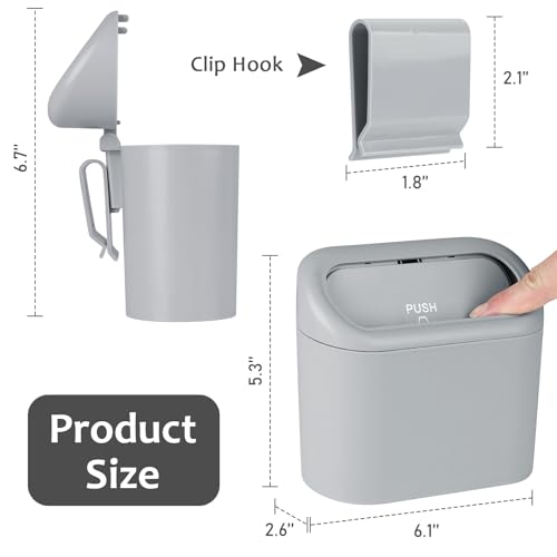 Image of Accmor Car Trash Can, Portable Vehicle Trash Bin with Lid, Mini Car Dustbin Garbage Organizer Holder with One Roll Trash Bag, Leakproof Hanging Cars Storage Bag Container for Auto, SUV, Office (Grey)