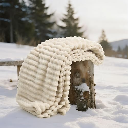 Joiedomi Beige Throw Blanket for Couch, Soft & Warm Beige Fleece Blankets Gifts for Women Mom, Cozy Cute Soft Throw 50x60 Inches