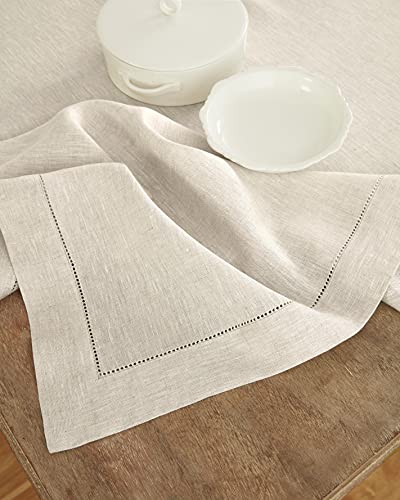 Solino Home Linen Tablecloth 60 X 90 Inch – Light Natural, 100% Pure Linen Rectangle Tablecloth For Spring, Summer, Wedding, Indoor, Outdoor – Classic Hemstitch, Handcrafted And Machine Washable #TOP1