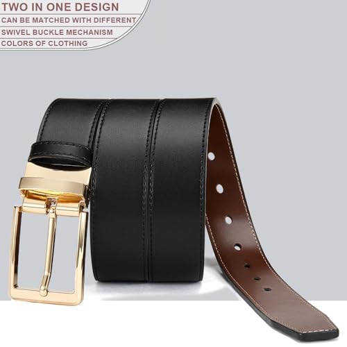 Image of DOOPAI Men's Reversible Leather Belt, 1.25 inch Wide, 2-in-1 Dress & Casual