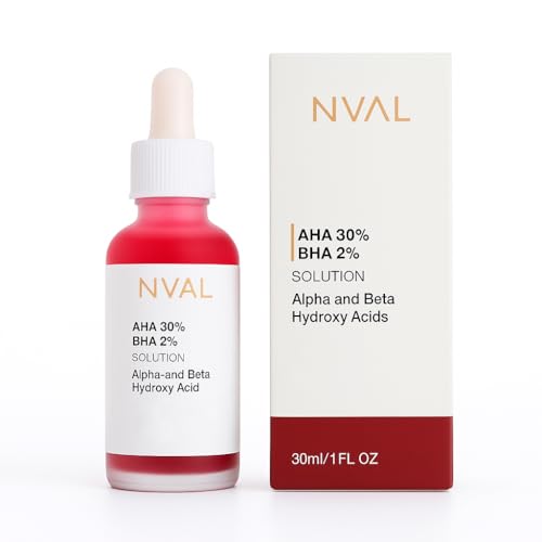 NVAL Solución Exfoliante Facial, AHA 30% BHA 2%, Ácidos Hidroxi Alfa y Beta, 30ml