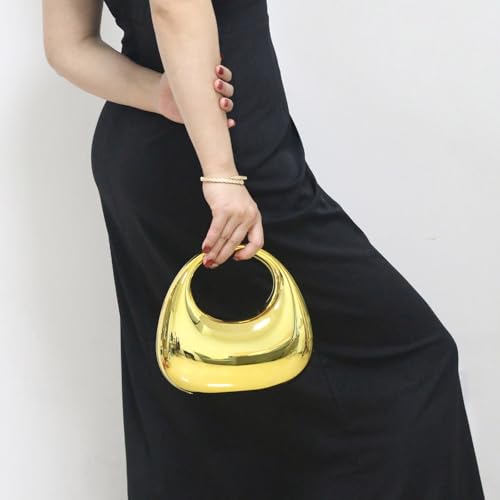 Image of Acrylic Evening Handbags for Women Unique Moon Shape Clutch Purse Top-handle Hobo Bag for Wedding Party Cocktail