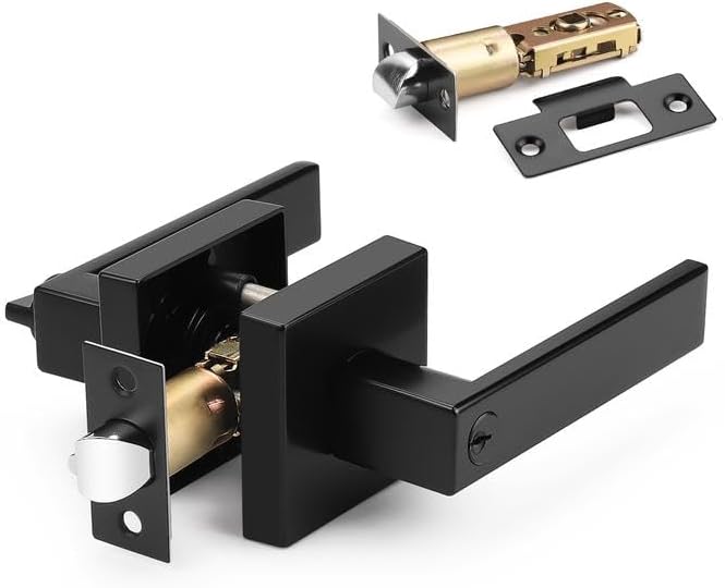 Probrico 1 Pack Black Door Levers Door knobs Interior Bedroom Entrance Door Lock Set One Keyway Entry Keyed Entrance Lockset Each with 3 Different Keys - Amazon product rated Grade B
