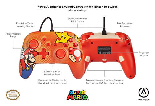 Controller cablato ottimizzato per Nintendo Switch - Mario Vintage - Controller - Immagine 1