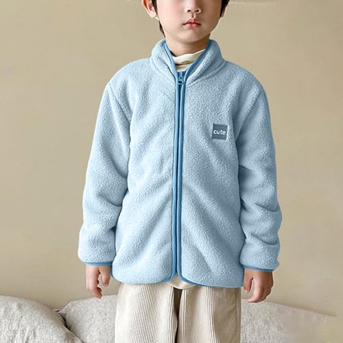 Toddler Fleece Jacket Kids Lightweight Fuzzy Outerwear Boys Girls Long Sleeve Fall Winter Coat 2-14 Years2