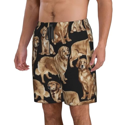 Limpac Golden Retrievers Men's Swim Trunks Quick Dry Shorts for Beach, Board, Casual, Summer Wear - Hawaiian Bathing Suit2
